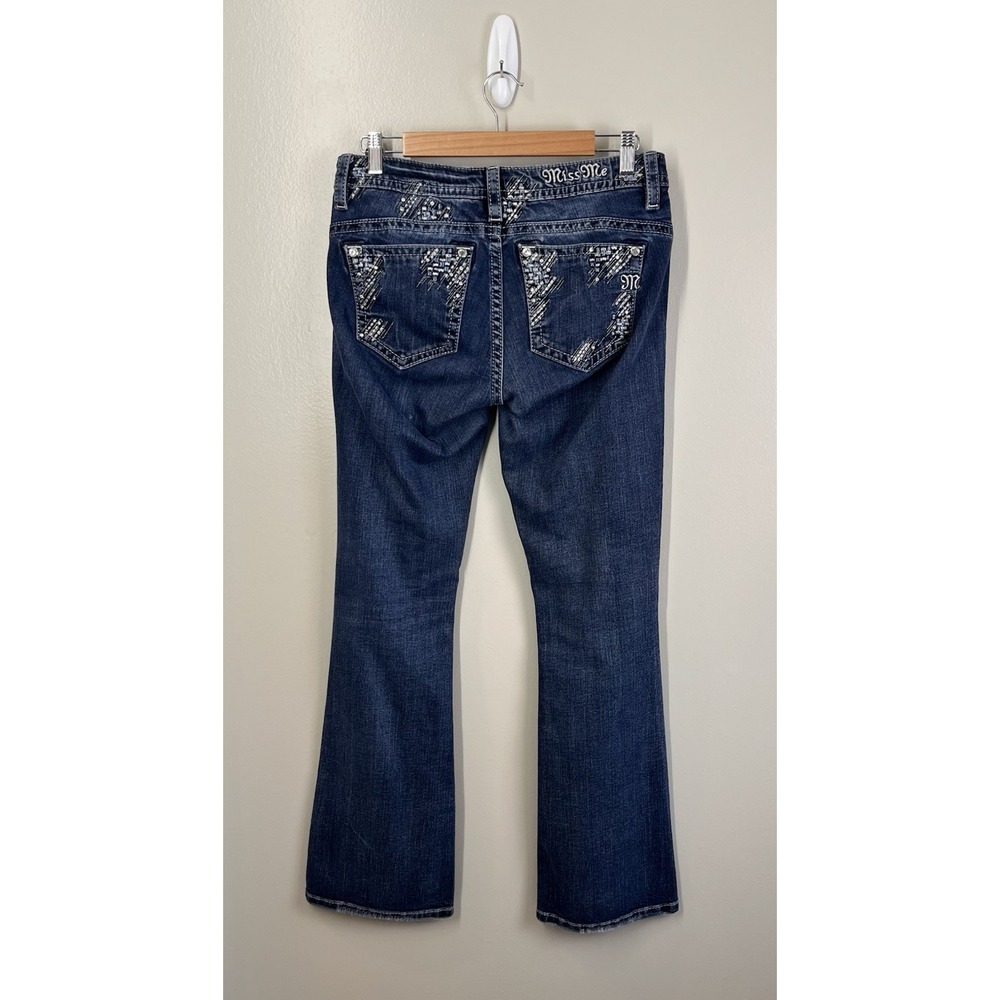Miss Me Relaxed Bootcut Denim Jeans Embellished pockets 28X32 Y2K Low Rise - Picture 3 of 11